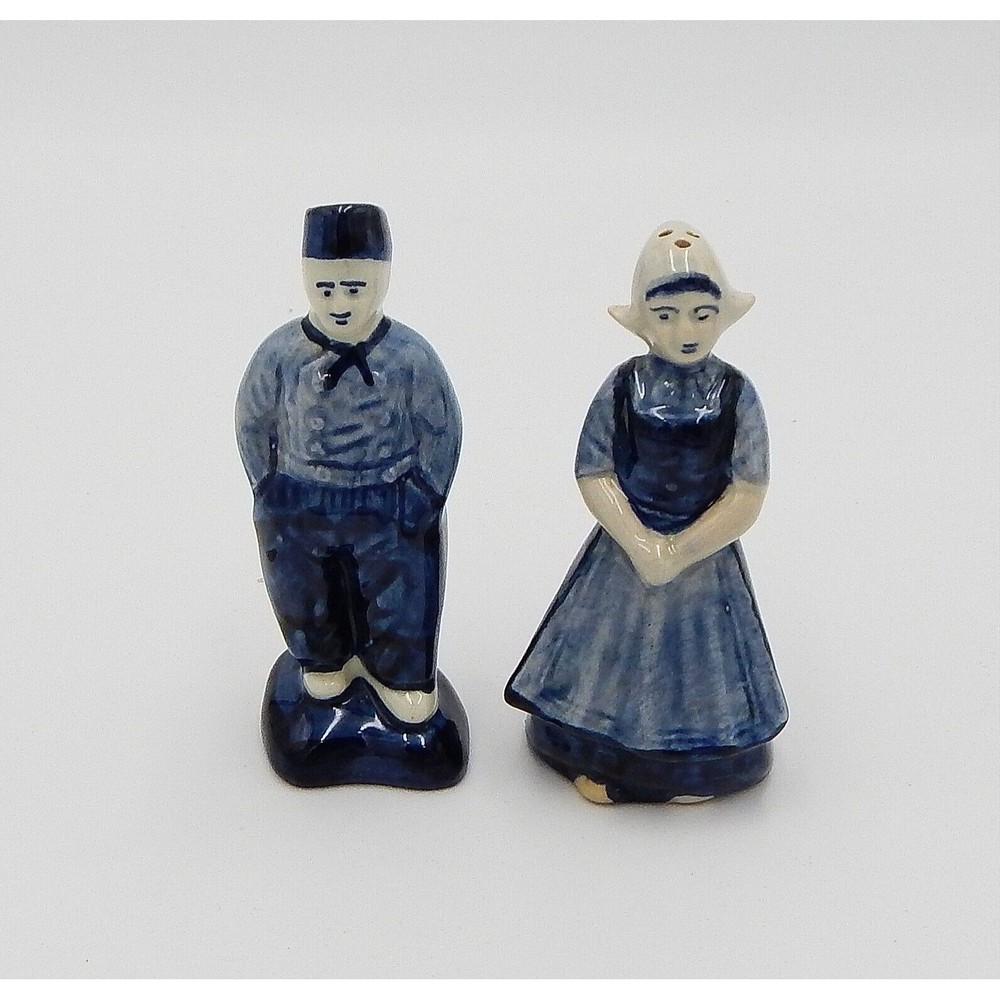 Delft Blue Dutch Boy & Girl Salt & Pepper Shakers Handpainted Holland Signed